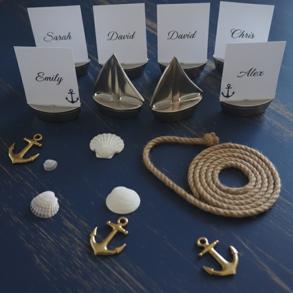 Silver Sailboat Place Setting Holders Set Of 8
